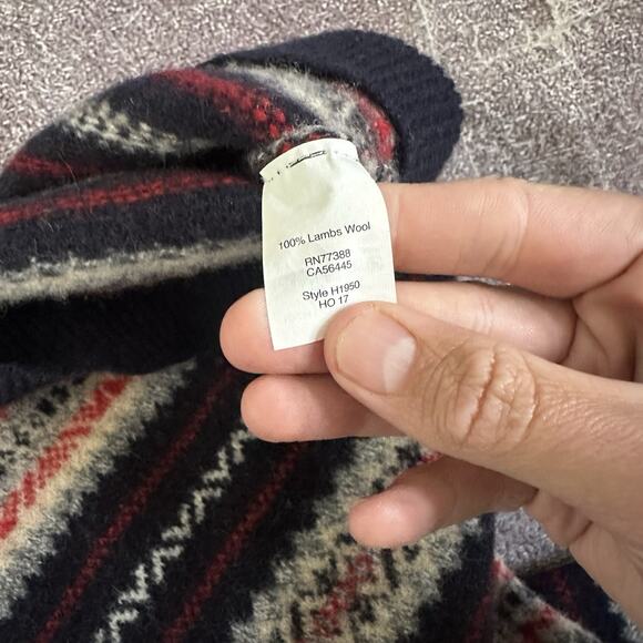 Men's J Crew Lambswool Fair Isle Navy Blue Nordic Crewneck Pullover Sweater Sz S - Picture 4 of 5